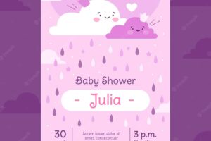 Organic flat chuva de amor baby shower invitation