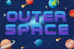 Outer space logo with planet on space background