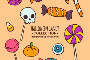 Pack of hand drawn lollipops and candies