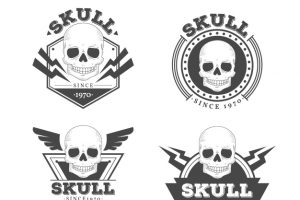 Pack of skull logos in vintage style