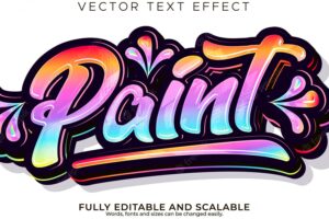 Paint stylish text effect editable modern lettering typography font style