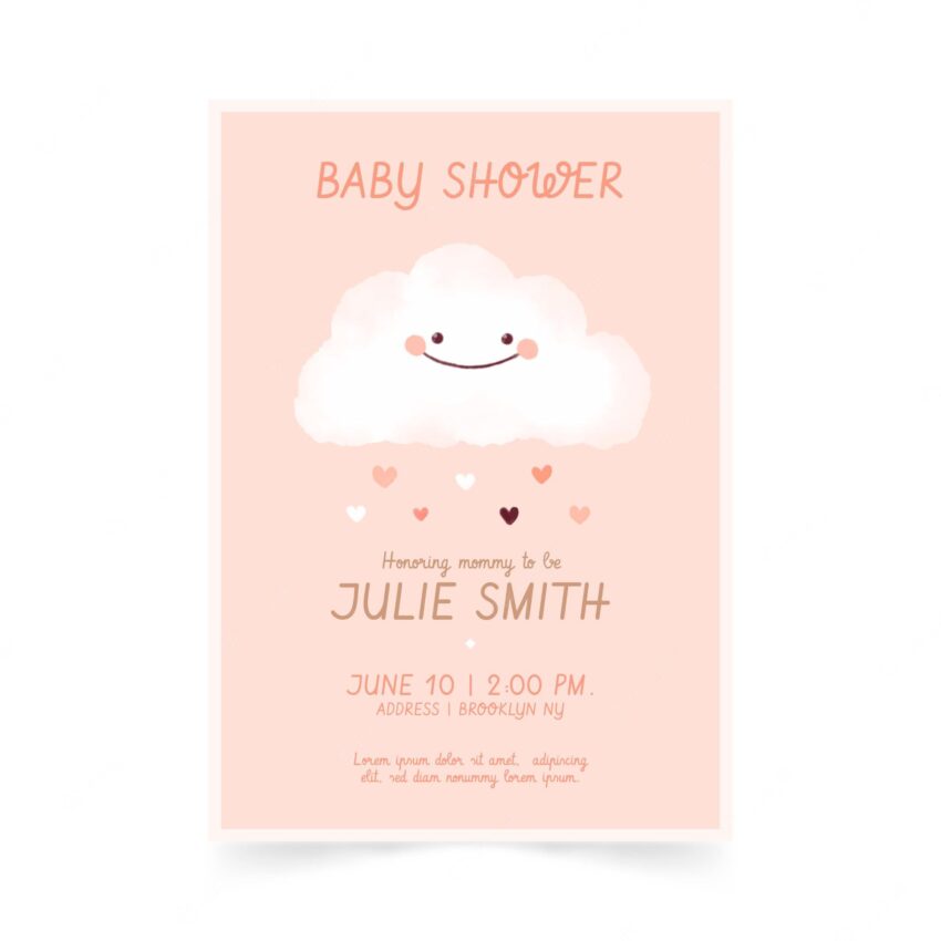 Painted pretty chuva de amor baby shower invitation