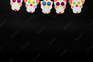 Paper garland with colorful skulls