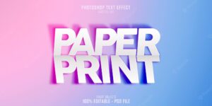 Paper print 3d text style effect template