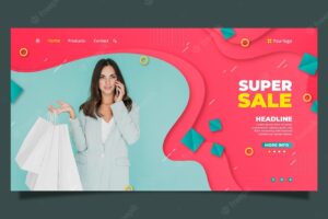 Paper style sale landing page template with photo