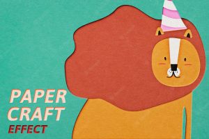 Papercraft psd effect photoshop add-on paper cut out style