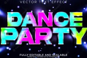 Party text effect editable dance and music text style