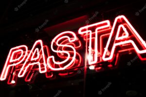 Pasta fast food sign in neon lights