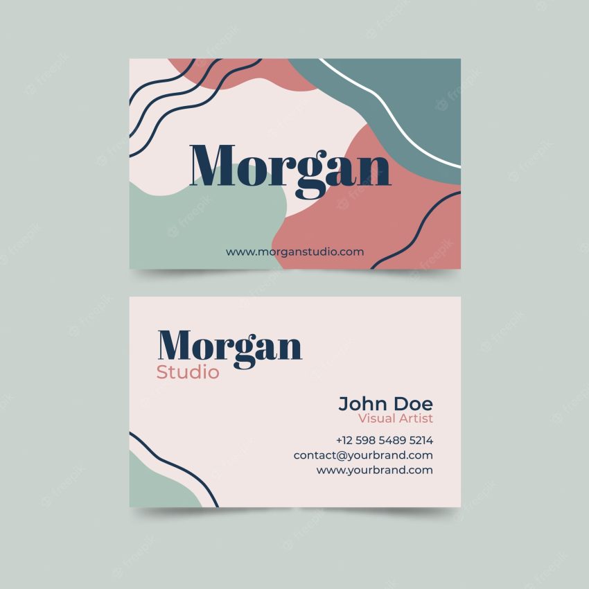 Pastel colored stains abstract business card template