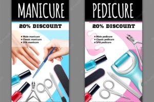 Pedicure and manicure banners set