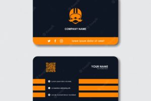People with helmet logo and business card vector template