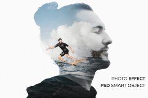 Person with double exposure effect mock-up