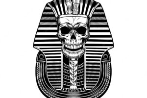 Pharaoh skull vector illustration. egyptian mummy, skeleton, death symbol. ancient egypt history and mythology concept
