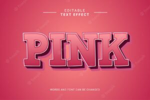 Pink bold 3d editable text effect template