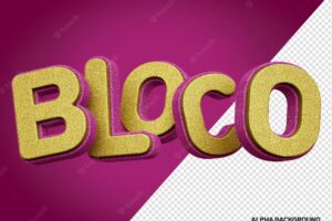 Pink and gold carnival block 3d logo with glitter realistic texture