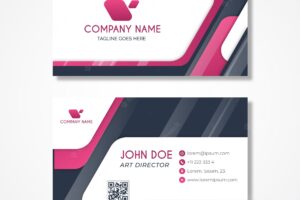 Pink and grey business card template with logo