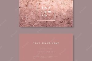Pink shimmering marble textured business card