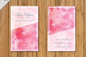 Pink stylish watercolor business card