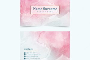 Pink watercolor abstract business card