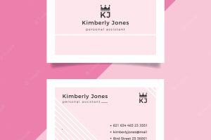 Pink with white lines minimal business card template