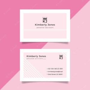 Pink with white lines minimal business card template