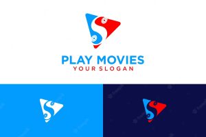 Play logo design with movies and letter s