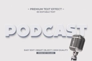 Podcast 3d text style effect