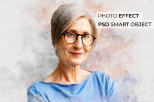 Portrait of person with watercolor effect mock-up
