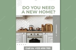 Poster template for new home interior design