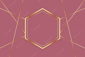 Premium hexagonal golden lines frame background