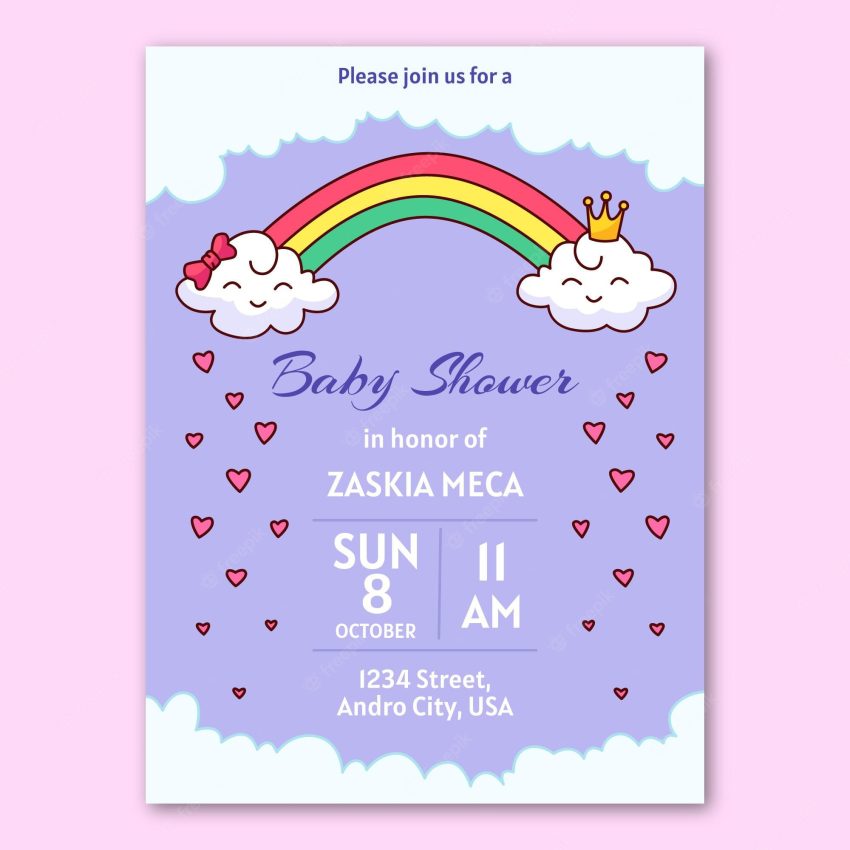 Pretty chuva de amor baby shower invitation