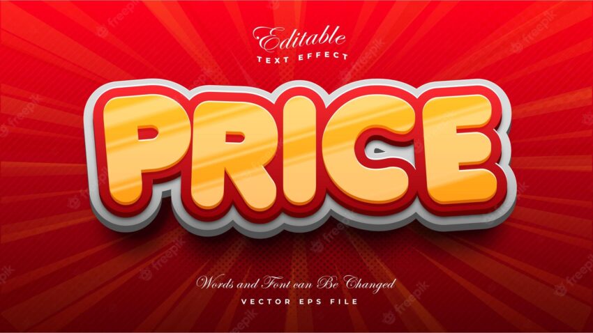 Price 3d bold text effect