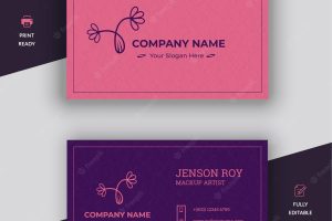 Professional orderly pink and purple modern creative business card