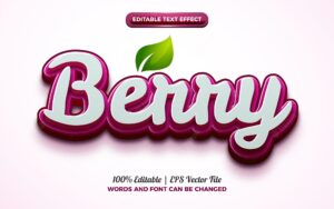 Purple berry nature 3d logo template editable text effect style