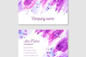 Purple watercolor abstract business card