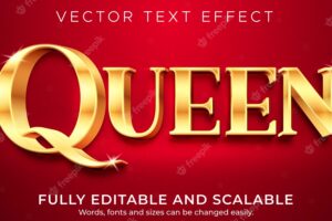 Queen golden text effect, editable elegant and rich text style