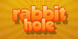 Rabbit hole text effect editable cartoon and kids text style