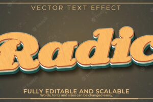 Radio retro text effect, editable vintage and old text style