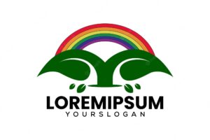 Rainbow leaf logo design vector