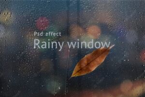 Rainy window psd effect, easy overlay add-on