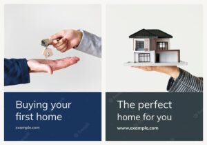 Real estate advertising template business poster set