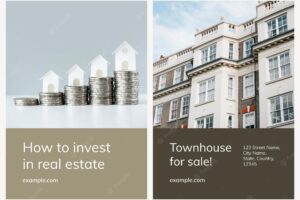 Real estate advertising template business poster set