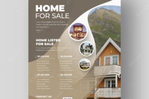 Real estate agency home sale flyer template, corporate business flyer, property flyer leaflet banner