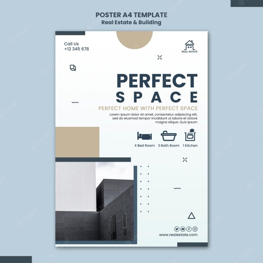 Real estate and building minimal poster template
