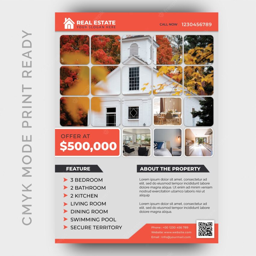Real estate business flyer design template
