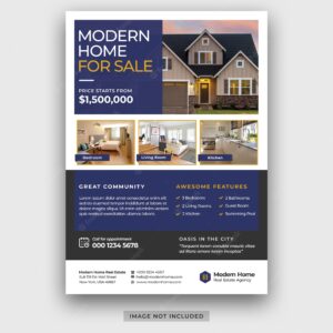 Real estate business modern home for sale flyer design template psd  premium psd