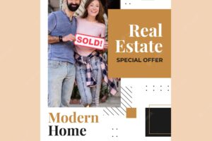 Real estate business vertical poster template