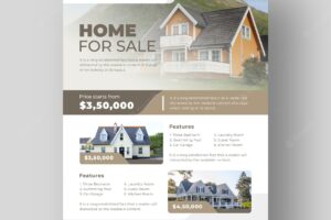 Real estate flyer a4 template, corporate flyer template, property flyer template, banner, leaflet