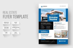Real estate flyer design template. creative and clean real estate flyer
