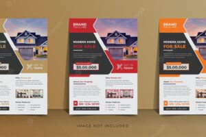 Real estate flyer template design and real estate poster layout